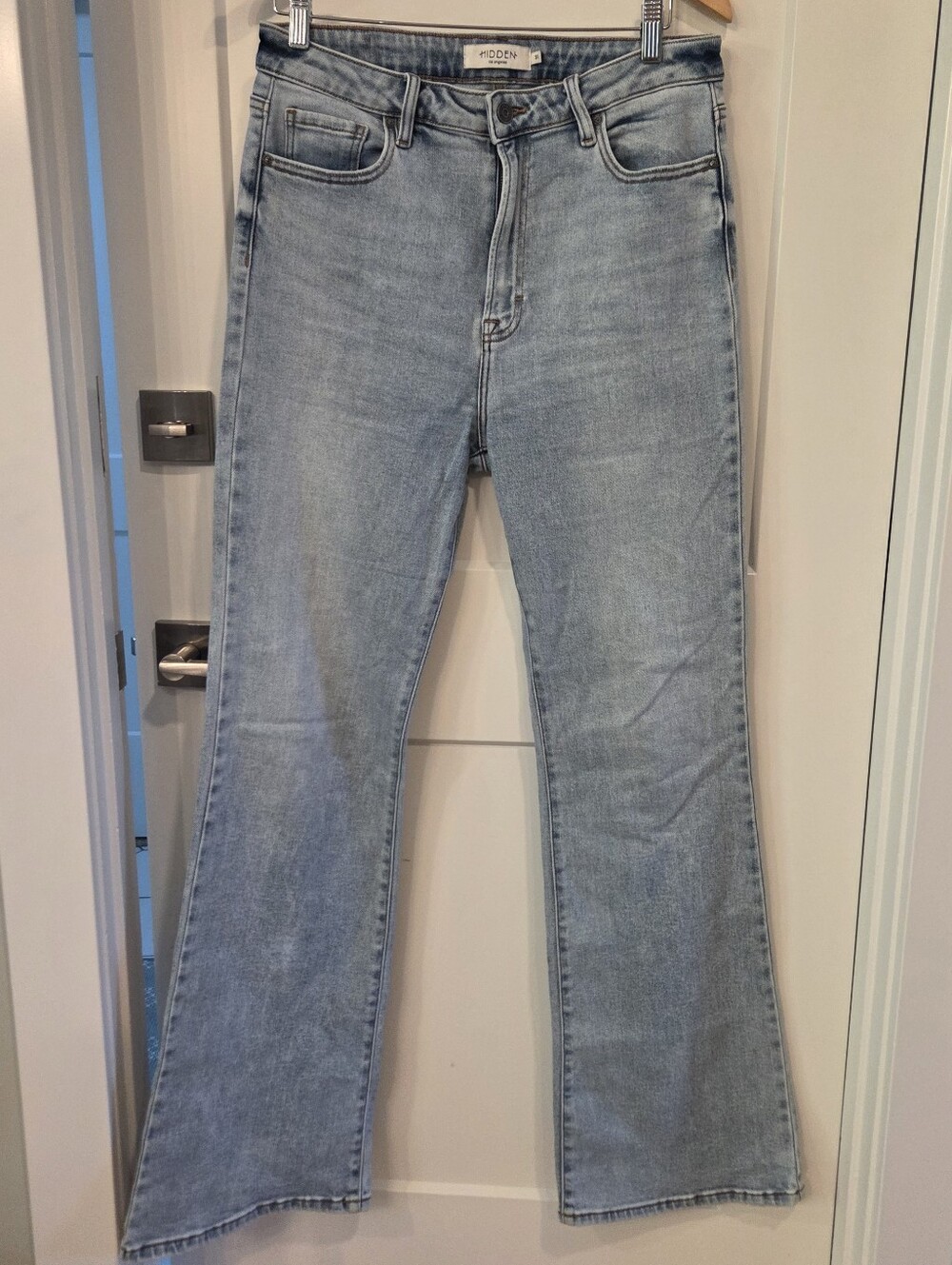Hidden Los Angeles Flare Jeans Light Wash High Rise Stretch Size 31 Boho